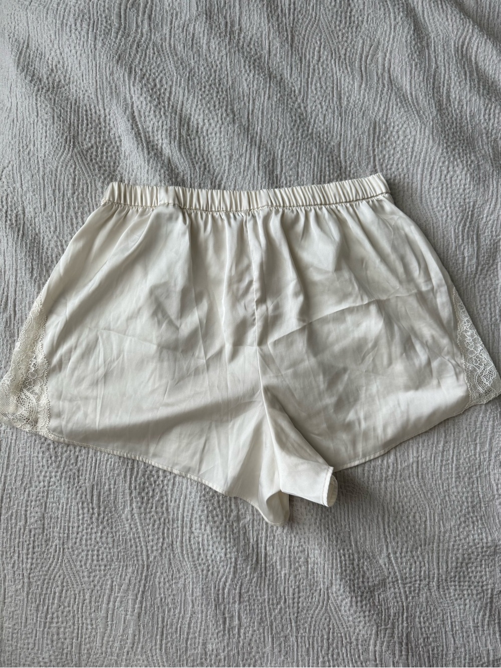 Abercrombie Silk Cream Shorts with Lace Trim